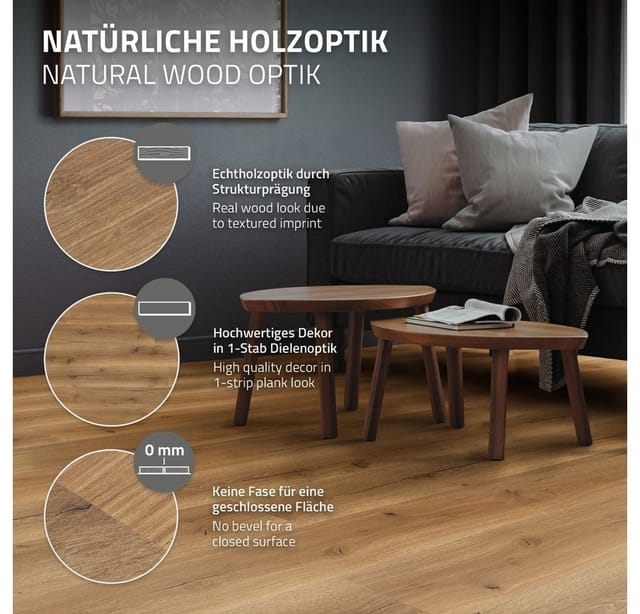 ML-Design Laminat Klick Vinylboden 28 Dielen Laminatboden Holzoptik Eiche Rustikal 122 x 18 cm