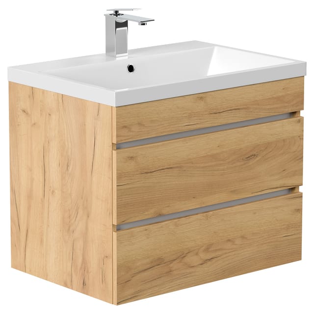 Posseik Badmöbel Fellini 70 SoftClose mit Grifflosen Schubladen Eiche Gold