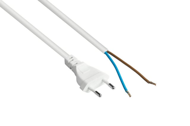 KM SK0385-W050 - Netzkabel, Eurostecker, 5 m, weiß, offenes Ende