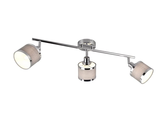 TRIO Leuchten LED Deckenstrahler, Dimmfunktion, LED wechselbar, warmweiß, Deckenleuchte mit 3x Stoff Lampenschirm Grau für Treppenhaus B: 80cm