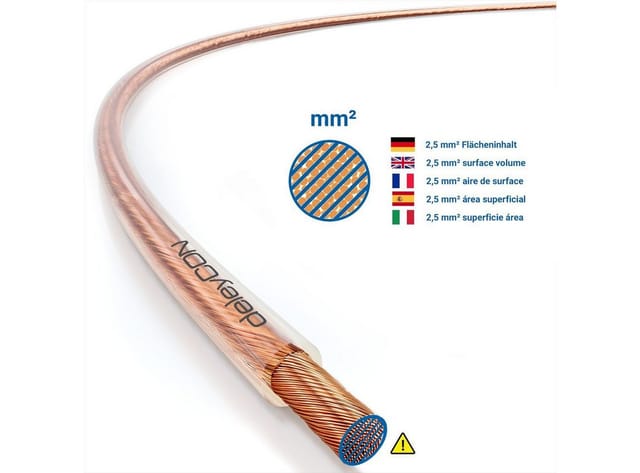 deleyCON deleyCON 10m Lautsprecherkabel 2x 2,5 mm² reines Kupfer OFC Speaker Audio-Kabel