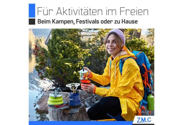 ZMC Gaskocher ZMC Campingkocher Gaskocher 1 flammig Kohleanzünder Herd + 8x Gaskartu, Kartuschenkocher