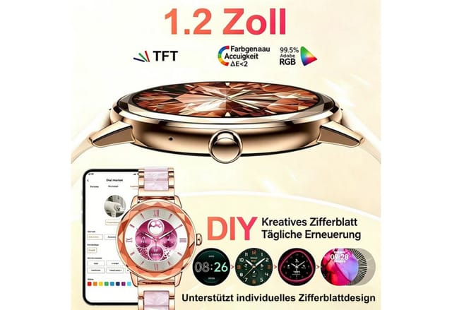 Vornix Smartwatch Damen, mit Anruffunktion Smartwatch (Fitnessuhr mit Telefonfunktion/WhatsApp Notiz,Smartwatch Fitness Tracker Uhr IP68 Wasserdicht,1.2" HD Voll Touchscreen Fitnessuhr Tracker mit Blutsauerstoff/Pulsmesser/Sportuhr/Schrittzähler/Schlafmonitor Aktivitätstracker usw für iOS/Android Uhren Watch cm)