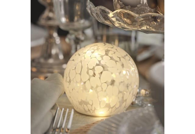 12,5cm LED-Glaskugel mit Timer in Konfetti-Glas