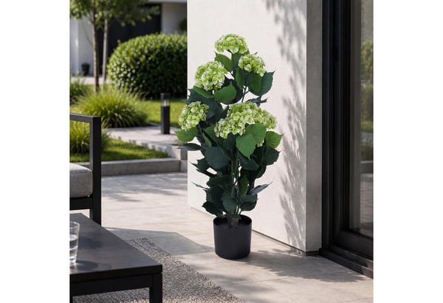 MCW Künstliche Hortensie Q86 Polyethylen 90x50x50cm Grün