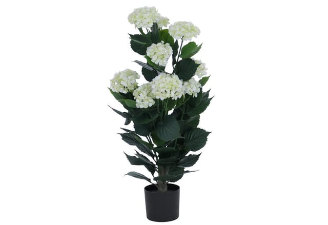 MCW Künstliche Hortensie Q86 Polyethylen 90x50x50cm Weiß