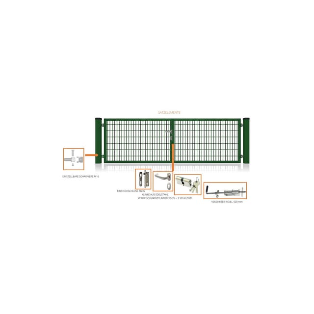 Fa-Bausysteme Doppelflügeltor Moosgrün 4000 x 1200 mm