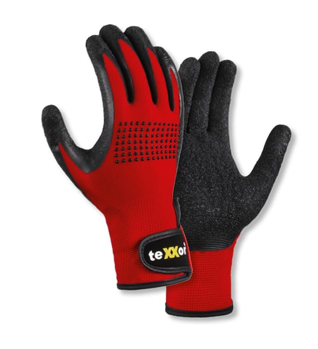 Montagehandschuh LATEX BESCHICHTET 2426, rot/schwarz, Größe 11