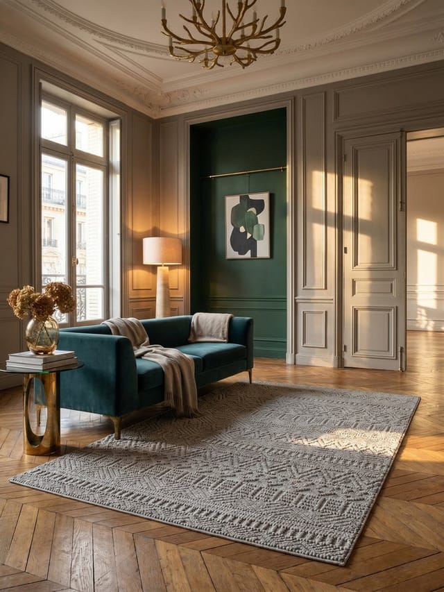 KADIMA DESIGN Teppich LANGAU Flachgewebe Ethno Streifen Boho Wohnzimmer Pflegeleicht, Rechteckig, Höhe: 7 mm, Silber, 60x110 cm, Saugroboter OEKO-TEX Fußbodenheizung