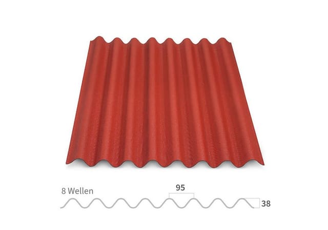 Onduline Dachpappe 9er Pack Dachplatte Easyline® Wellplatte Gartenhaus, Farbe: braun, wellig, 6.84 m² pro Paket, (9-St), Größe: 1000 x 760 x 2,6 mm, Profil: 95/38