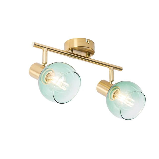 Qazqa LED Aufbaustrahler Vidro, ohne Leuchtmittel, Warmweiß, QAZQA Aufbau­spot, e14, Grün, Stahl, Art Deco