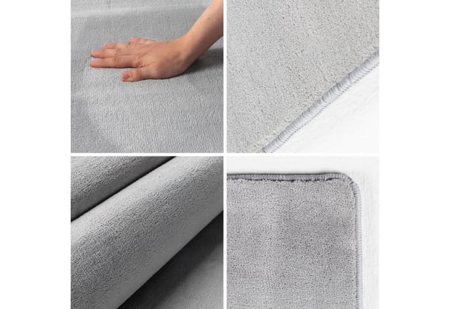 KADIMA DESIGN Teppich LECH Wohnzimmer Waschbar Schlafzimmer Wohnzimmerteppich Esszimmer Uni, Läufer, Höhe: 9 mm, Silber, 60x110 cm, Esszimmerteppich Fußbodenheizung Waschbar