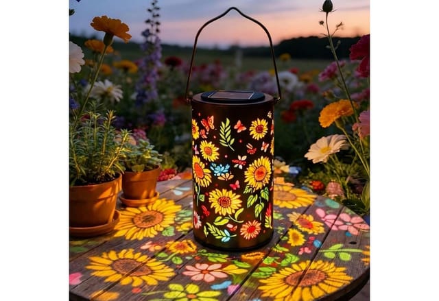 pedete LED Solarleuchte Solarlampen für Außen Bunte Solar Gartenlaterne mit Projektion, IP65 Wasserdicht Warmweiß LED Solarleuchte, LED Solar Gartendeko hängeleuchte solar garten, für Hof, Path Rasen, Wege, Terrasse, Yard Deko