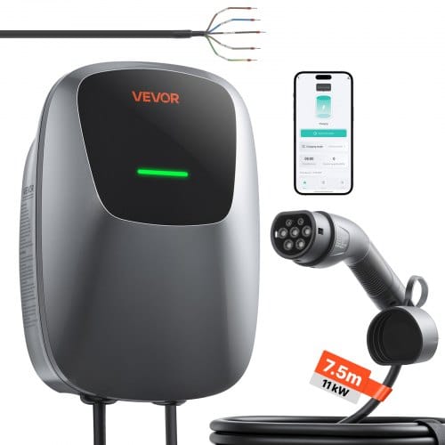 VEVOR Wallbox E-Auto-Ladestation 11 kW Dreiphasig 400 V Typ 2 7,5 m IP65, Ladegerät für Alle Elektrofahrzeuge und Plug-in-Hybride, Intelligentes Autoladegerät mit App-Steuerung und Digitalanzeige