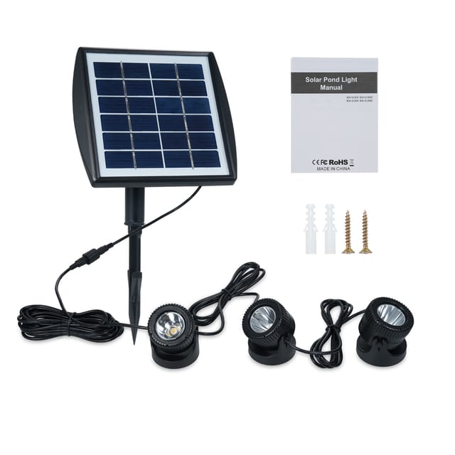 Toivize 3-flammiger Rgb-solar-led-fluter – Ip68 Schwarz