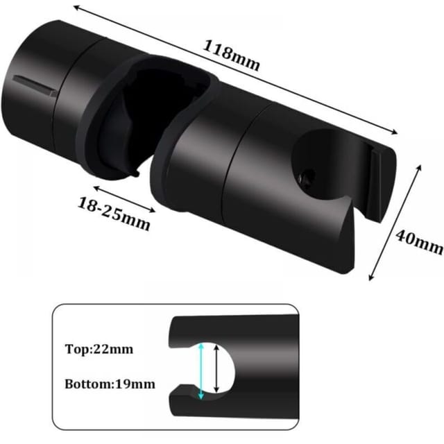 Universelle Duschkopfhalterung Aus Verstärktem, Mattschwarzem Abs – Verstellbar Für Stangen Mit 18–25 Mm Durchmesser – Ulisem