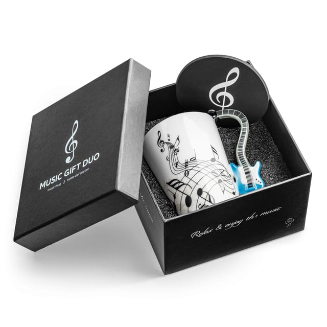 Musikduo-set – Blaue E-gitarren-tasse + Untersetzer