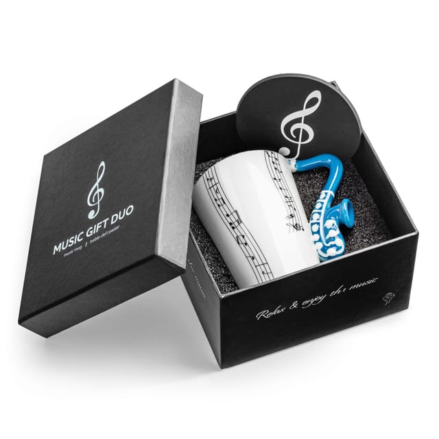 Musikduo-set – Saxophon-becher + Untersetzer