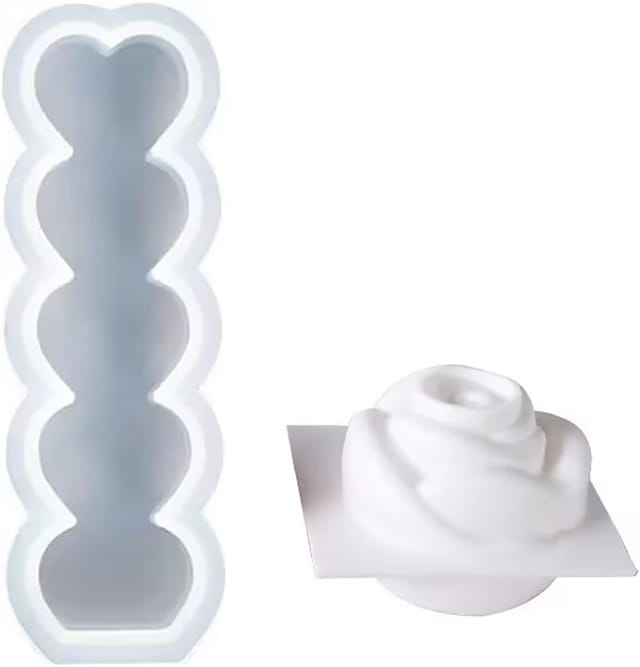 Form Für Kerzen, Seifen, Harz, Silikon, Rose, 3d, Herzsäule, 2 Stück.