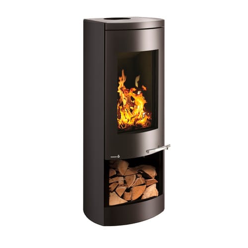 Kaminofen Typ11381-motho Schw./gussgr.holzfach Rund 8kw