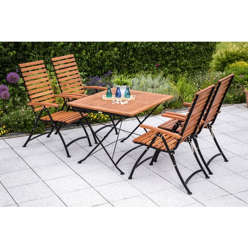 Schlossgarten Set 5tlg 4 Sessel Tisch 100(150)x90cm