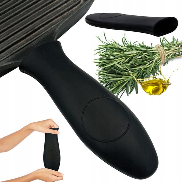 Silikonüberzug Für Den Griff Einer Gusseisernen Pfanne