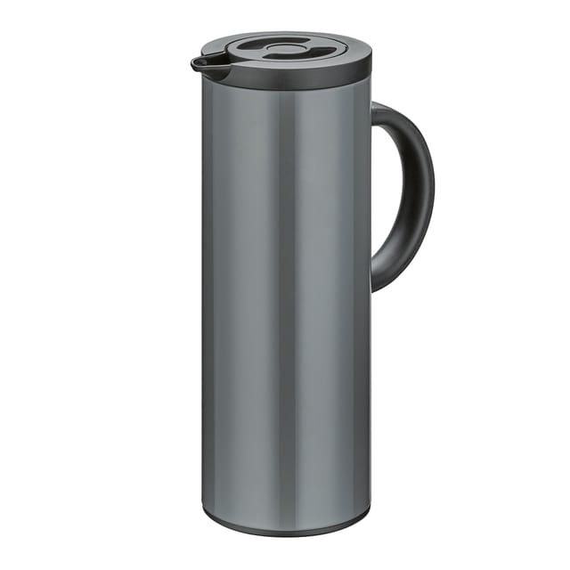 Cilio Firenze Thermoskanne, 1,0 L, Durchmesser 11 X 30 Cm, Edelstahl/glaseinsatz, Grau
