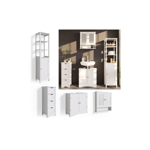Vicco - Badmöbel-set Bianco, Weiß, 4 Teile