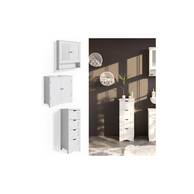 Vicco - Badmöbel-set Bianco, Weiß, 3 Teile