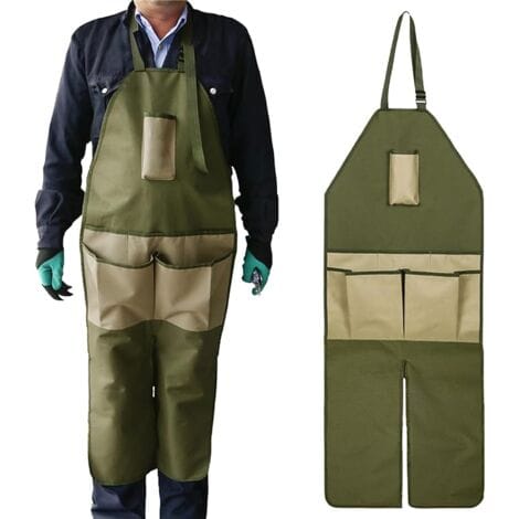 Lange Gärtnerschürze Mit Beinschutz, Arbeitsschürze Mit Mehreren Werkzeugtaschen, Ideal Für Gartenarbeit, Heimwerker, Schreiner, Garage, Werkstatt