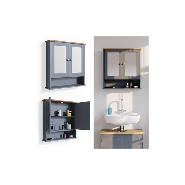 Vicco Badspiegelschrank Bianco Grau 56 x 58 cm