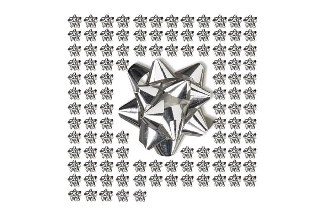 Relaxdays Zierschleifen 100er Set Polypropylen Silber Selbstklebend 2 cm x 5 cm 1 g