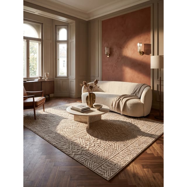 Flachgewebe-Teppich Ethno Beige 200x290 cm Ethno-Streifen