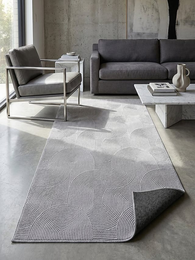 Läufer Kurzflor Grau 80x150 cm - DALAR Kadima Design