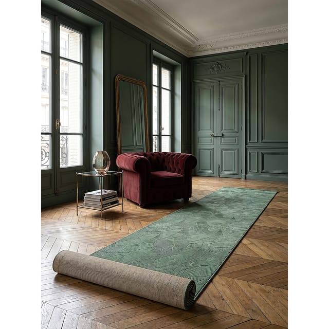 Läufer Kurzflor Waldgrün 80x300 cm - DALAR Kadima Design