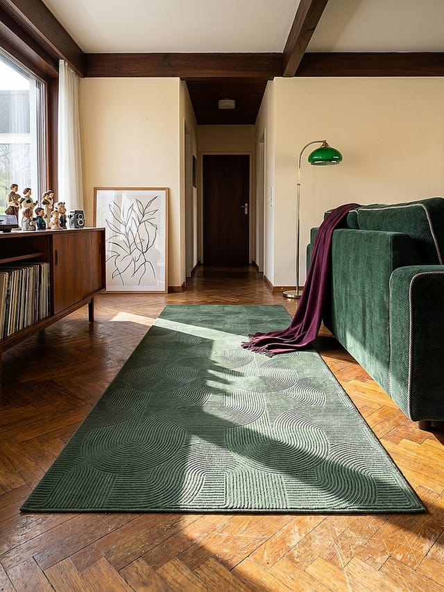 Läufer Kurzflor Waldgrün 80x150 cm - DALAR Kadima Design