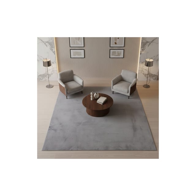 Kurzflorteppich Waschbar NECKAR, einfarbig, aus Polyester, Grau, 160 x 230 cm
