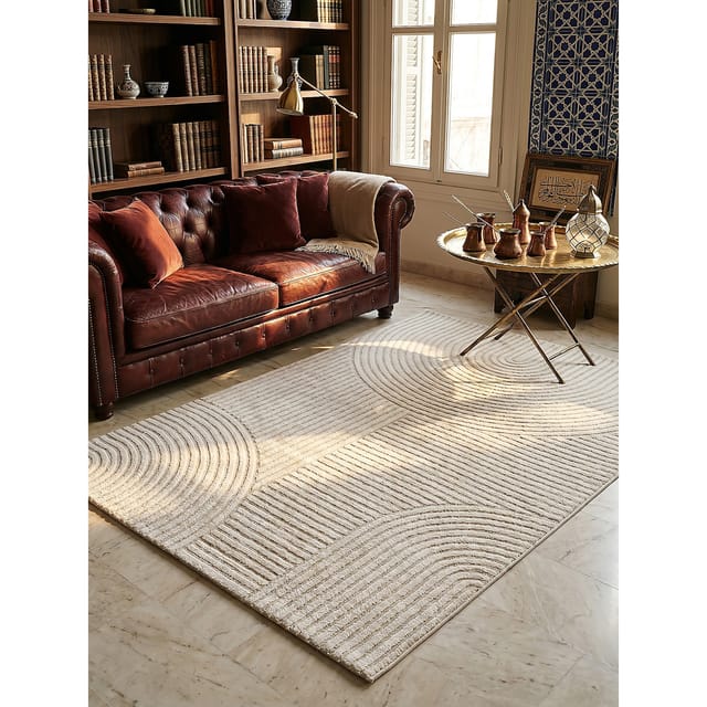 Teppich Kurzflor Creme 240x340 cm - CETINA Kadima Design