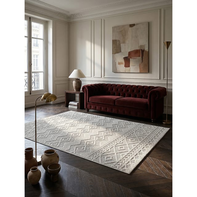 Teppich Kurzflor Creme 160x220 cm - STURA Kadima Design