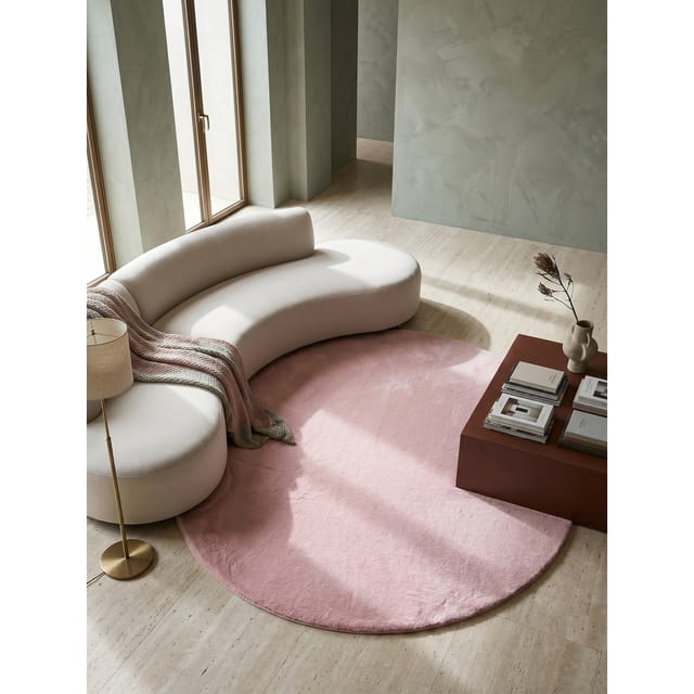 Kurzflorteppich Waschbar NECKAR, einfarbig, aus Polyester, Rosa, Ø 200 cm