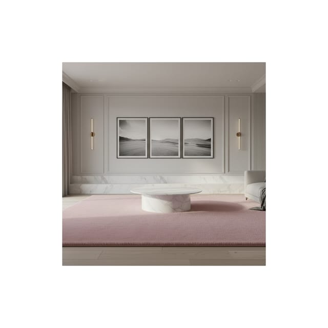 Kurzflorteppich Waschbar NECKAR, einfarbig, aus Polyester, Rosa, 80 x 150 cm