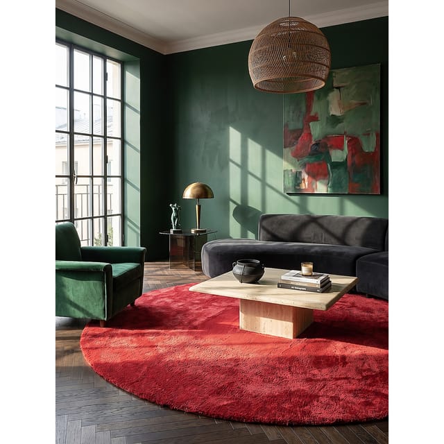 Teppich Hochflor Rot 120x120 cm - ALDAN Kadima Design