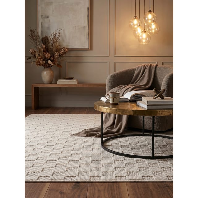 Flachgewebe-Teppich Schachbrett Creme 80x150 cm Schachbrett