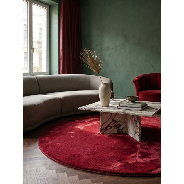 Kurzflorteppich Waschbar NECKAR, einfarbig, aus Polyester, Rot, Ø 160 cm