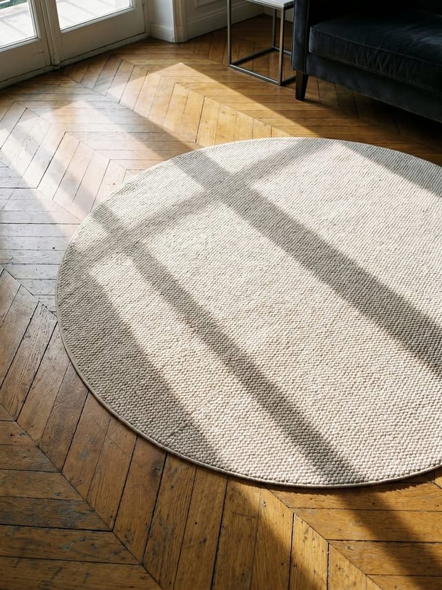 Flachgewebe-Teppich Berber-Tradition Creme 120x120 cm Uni meliert