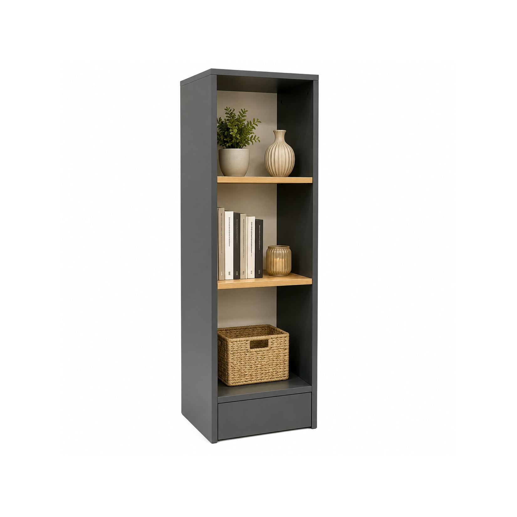 VCM Bücherregal für Aktenordner, Büroregal mit 3 Fächern, H. 114 x B. 38 x 30 cm, Standregal für Büro und Homeoffice - Dilos