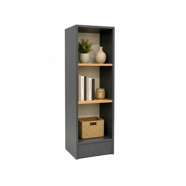 VCM Bücherregal für Aktenordner, Büroregal mit 3 Fächern, H. 114 x B. 38 x 30 cm, Standregal für Büro und Homeoffice - Dilos