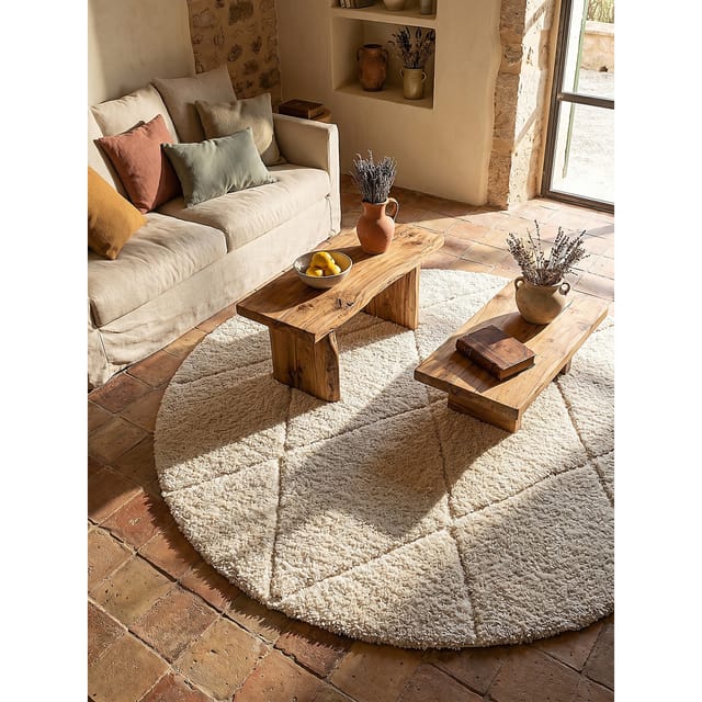 Shaggy-Teppich Pflegeleicht Creme 160x160 cm - ATRIO Kadima Design