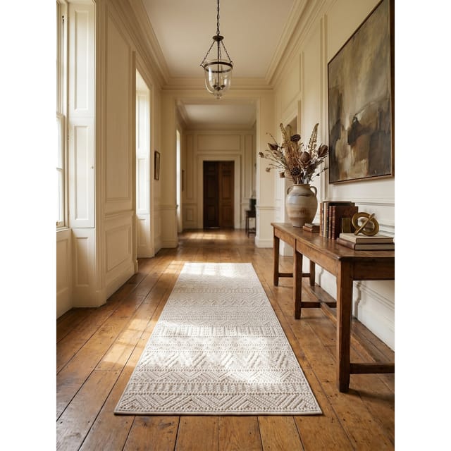 Flachgewebe-Teppich Ethno Creme 80x250 cm Ethno-Streifen