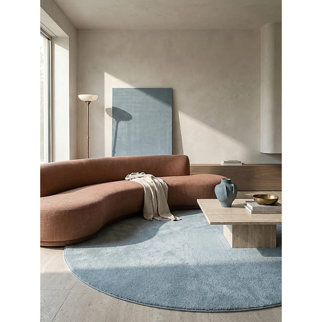 Teppich Hochflor Blau 120x120 cm - ALDAN Kadima Design